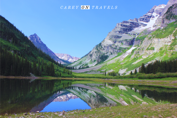 View of Crater Lake in the Maroon Bells Wilderness Area of Aspen Colorado
