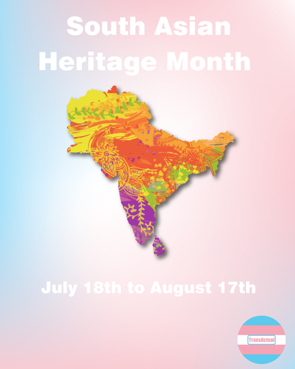 Text reads: South Asian History Month July 18th to August 17th

Image is a map of south Asia in multicoloured floral and mandala patterns 