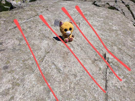 Simbalito is showing glacial striations with the striations marked