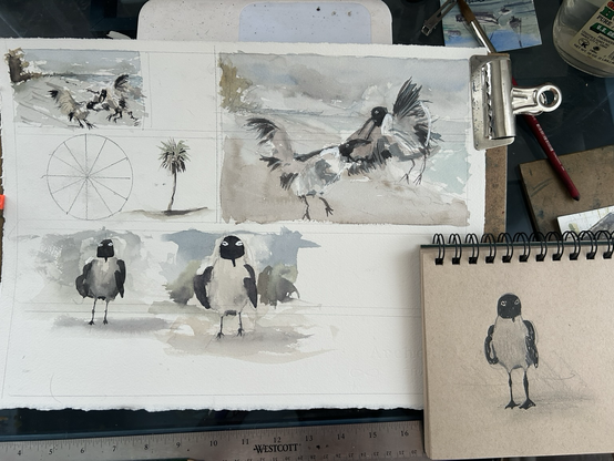 Watercolor sheet with sketches 