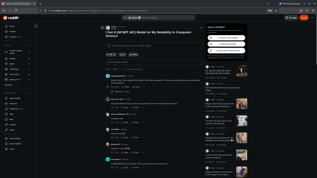 A screenshot of how one of my posts actually appears.