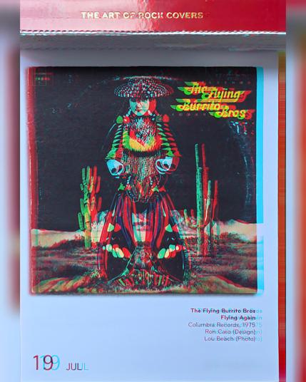 Abreißtageskalender von seltmann mit dem Kalenderblatt des Vinyl-Covers der LP "Flying Again" (1975) von The Flying Burrito Brothers