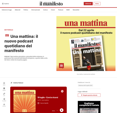 il manifesto Una Mattina
#Podcast #IlManifesto #UnaMattina #BellaCiao #Partigiano #DirittiUmani #HumanRights