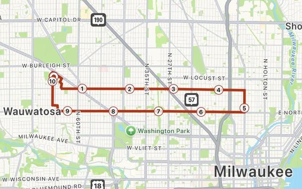 Map of a bike ride.