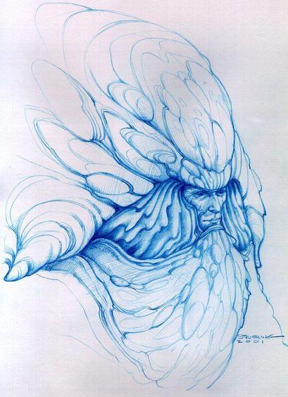 Conceptual image of Leto Atriedes II from God Emperor Of Dune by Michael Stribling - https://www.deviantart.com/strib