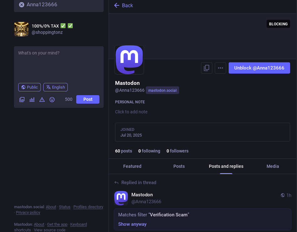 Screenshot of scammer last active 1 hour ago...caught by my filter(so it works!)