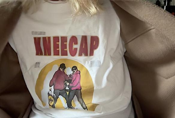 Showing off my Kneecap tee shirt, Superman style!