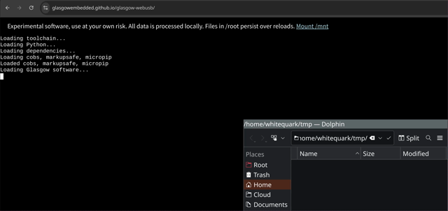 screencast of reading an SPI flash that creates a data.bin file on the local, native filesystem