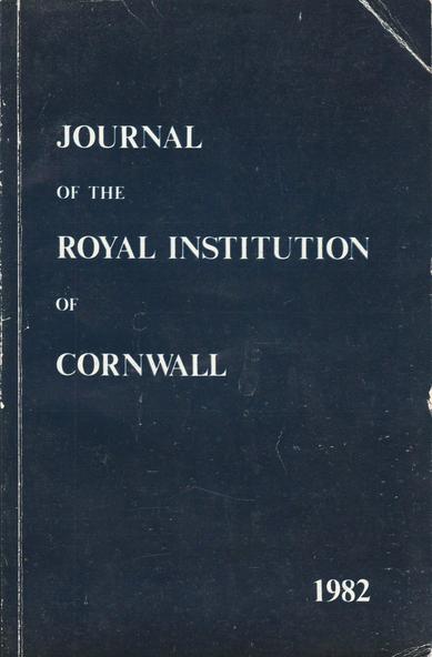 The front cover of the Journal of the Royal Institution of Cornwall, New Series 9:1 for 1982. Plain dark blue with title in white.