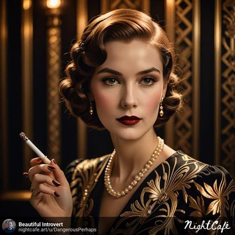 Classic Glamour Portrait (Art Deco Style) 5

#classic #glamour #portrait #woman #beautiful #artdeco #digitalart #nightcafe #nightcafestudioai #nightcafeai #nightcafestudio #aiart #aiartwork #aigenerated #aigenerator #aigeneratedart