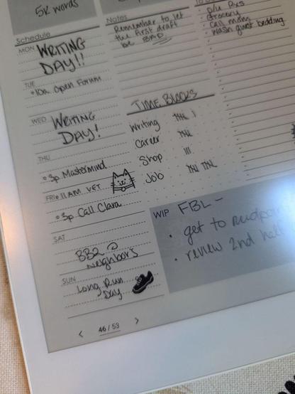 Photo of the Plan on 1 Page bundle being used on a Supernote e-ink device