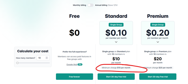 Gaggle Email's new pricing. The free-forever is a lie. 