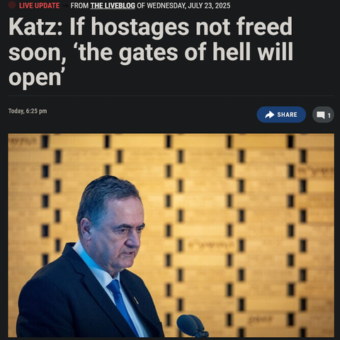 Katz: If hostages not freed
soon, ‘the gates of hell will
open’