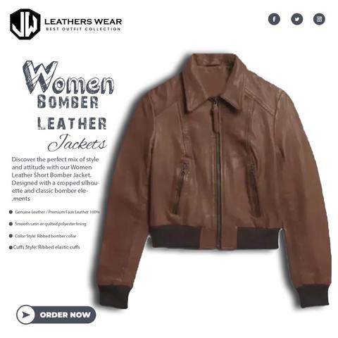 Women’s Short Leather Bomber 