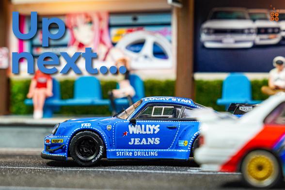 A Porsche RWB 930 Wally's Jeans livery by Tarmac Works in 1:64 scale on AREA 164