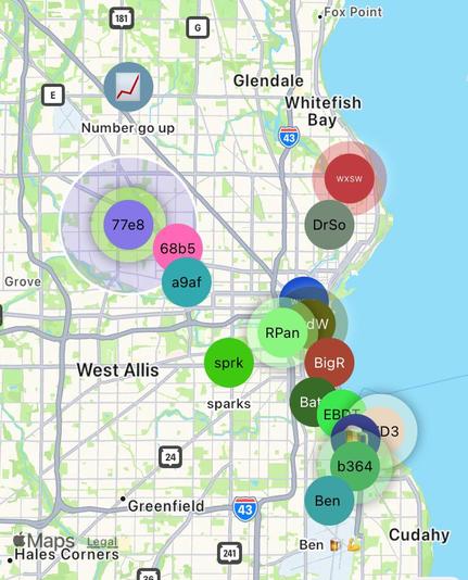 A map of Meshtastic nodes.