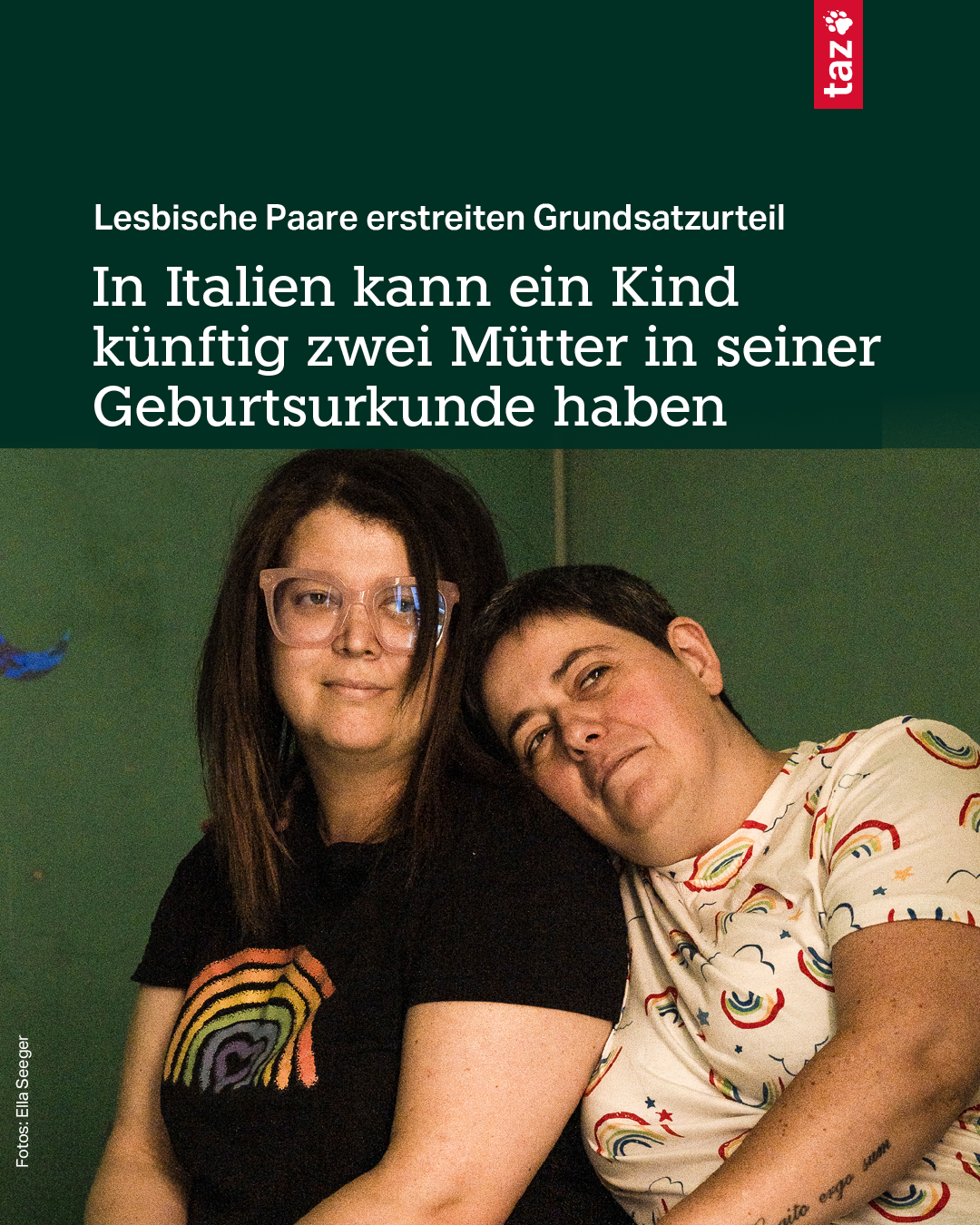 Zu sehen sind Sabrina und Barbara, die Mütter von Gabriele. Dazu der Text: Lesbische Paare erstreiten Grundsatzurteil. In Italien kann ein Kind künftig zwei Mütter in seiner Geburtsurkunde haben Zu sehen sind Sabrina und Barbara, die Mütter von Gabriele. Dazu der Text: Lesbische Paare erstreiten Grundsatzurteil. In Italien kann ein Kind künftig zwei Mütter in seiner Geburtsurkunde haben
