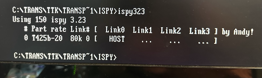 Output of the Ispy prigram showing my transputer can be found!