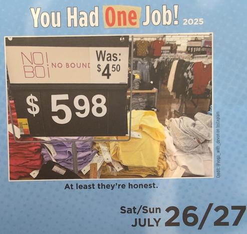 Large price tag displaying $5.98 and a sign above it saying "was $4.50"