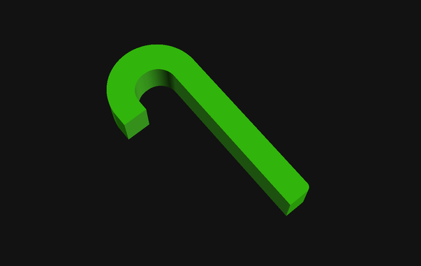 Render of a hook in OpenSCAD.