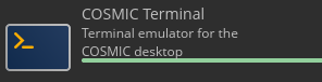 Screenshot from COSMIC Store installing updates, with zero margin between text and progress bar.
