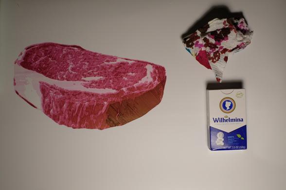Steak. Sharpie pen plot. Wilhelmina  mints for scale.