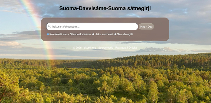 Suomi - Saame sanakirja  Suoma - Sáme sátnegirji