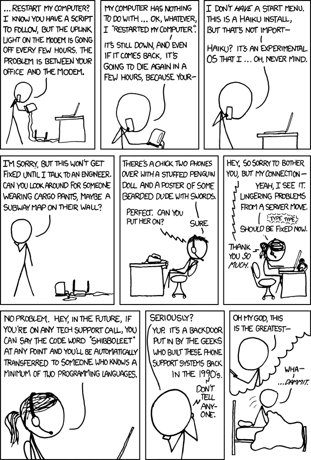 Superb alt text via eplain xkcd that won't fit here: https://www.explainxkcd.com/wiki/index.php/806:_Tech_Support