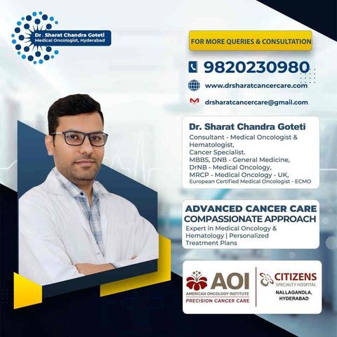 Dr. Sharat Chandra, a leading oncologist in Gachibowli, Hyderabad, provides expert cancer diagnosis and treatment. With advanced therapies and a patient-first approach, he ensures comprehensive oncology care for breast, lung, gastrointestinal, and blood cancers. Book your consultation today.