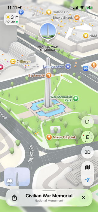 Civilian War Memorial on Apple Maps