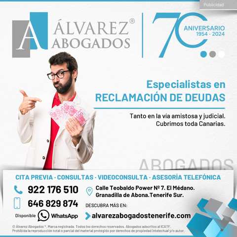 Reclamación de Deudas en Tenerife y Canarias. En Alvarez Abogados Tenerife gestionamos la reclamación de su deuda por la vía amistosa, y una vez agotada, acudimos a la vía judicial. Consúltenos ahora sin compromiso.
https://alvarezabogadostenerife.com/areas-derecho/recuperacion-deudas/ 

#alvarezabogados #abogadostenerife #tenerifelegal #derechotenerife #abogados #Tenerife #deudas #impagos #morosidad
