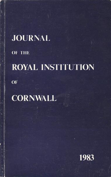 The front cover of the Journal of the Royal Institution of Cornwall, New Series 9:2 for 1983. Plain dark blue with title in white.