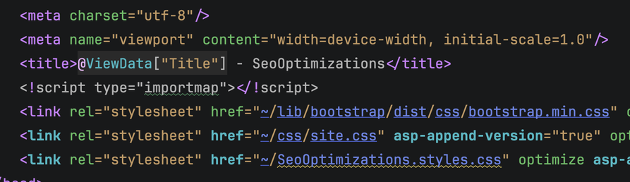 Razor code showing the use of ! on a script tag