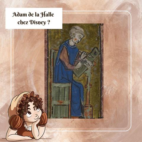 Miniature de manuscrit montrant le trouvere Adam de la Halle.