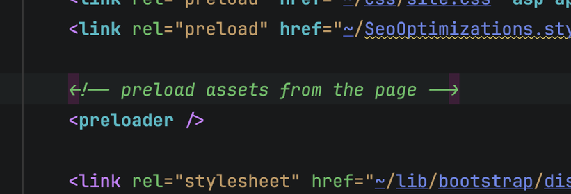 Preloader HTML element in Razor Page