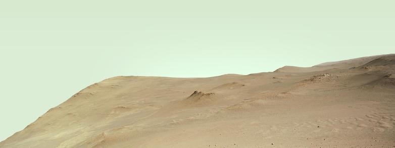 Mars Perseverance Sol 1584: Left Navigation Camera (Navcam) / mosaic enhanced panorama. 

NASA's Mars Perseverance rover acquired this image using its onboard Left Navigation Camera (Navcam). The camera is located high on the rover's mast and aids in driving. 

Aug. 4, 2025 (Sol 1584), 16:16

source images: Mars_Perseverance_NLF_1584_0807573225_645ECM_N0780000NCAM05584_01_095J;_02_095J;_03_095J

Image Credit: NASA/JPL-Caltech/Jackie Branc