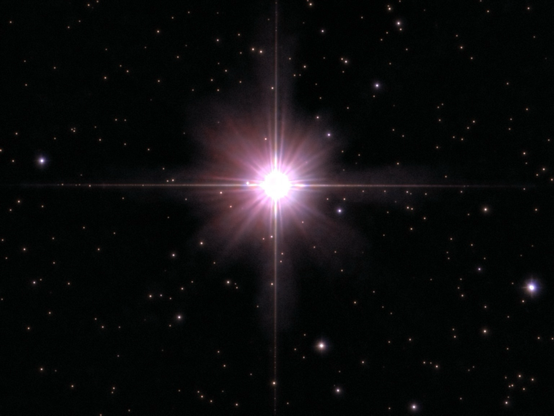 The star Aldebaran. Aldebaran, the brightest star in the constellation Taurus, is a red giant and about 44 times the size of our Sun, often called the "eye of the bull." 