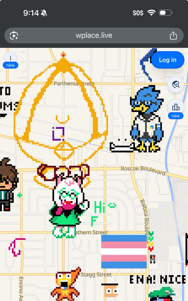 Pixel drawings from wplace. There are three photos shared