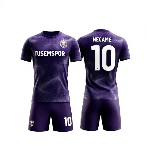 Gece moru zeminli, gümüş dalgalı çizgili dijital futbol forması