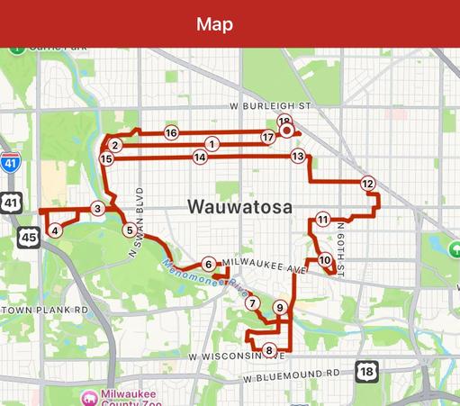 Map of a bike ride.