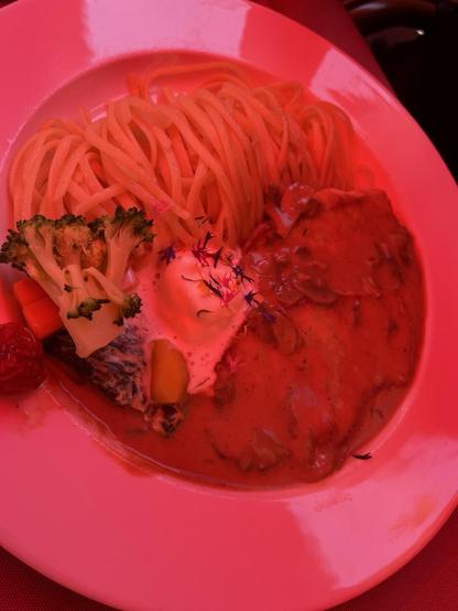 Rahmschnitzel mit Nudeln