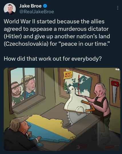 Similar to WW II, as Hitler was given Czechoslovakia and later ...
For Putin this is the second step to a big goal.