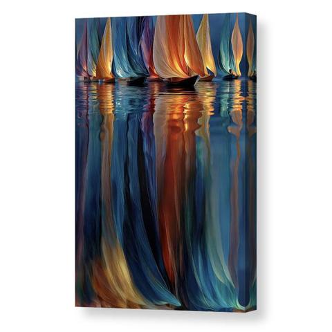 oastalArt #SailboatArt #DigitalArt #NauticalVibes #olenaart #lenaowens

A vibrant digital artwork of sailboats with luminous orange, blue, and purple sails reflecting on calm waters at dusk, creating a serene and dreamy coastal scene.