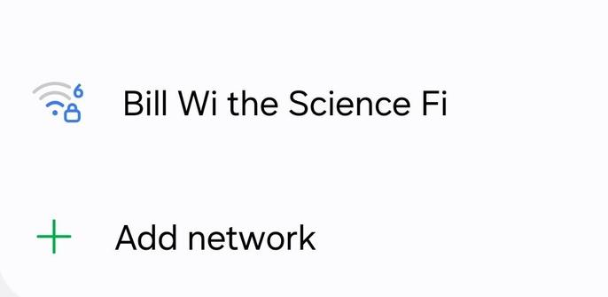 A phone notification for a nearby wifi network named "Bill Wi the Science Fi"