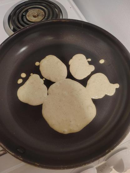 Banana pancakes in the shape of blues paw print from blues clues