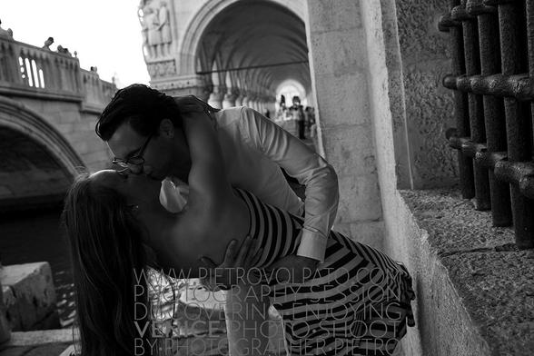 A kiss in Venice is more than just a kiss. Especially under the prison from which Casanova escaped.
