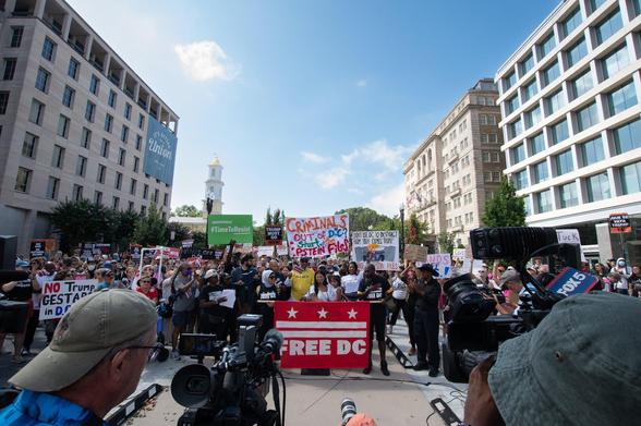 Free DC rally held August 11, 2025, to oppose Trump’s planned federal takeover of DC.