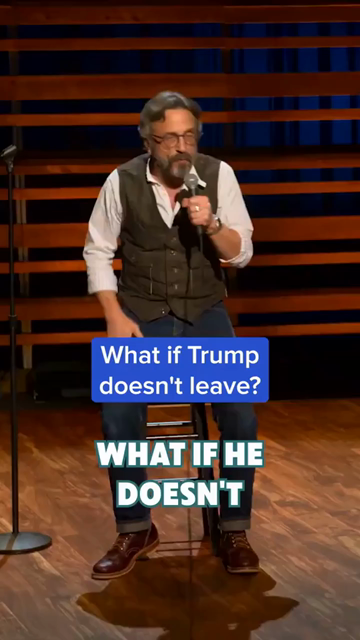 Comedy sketch. Middle aged bearded man with glasses, wearing a tweed vest over a white shirt, open at the neck and bluejeans. 