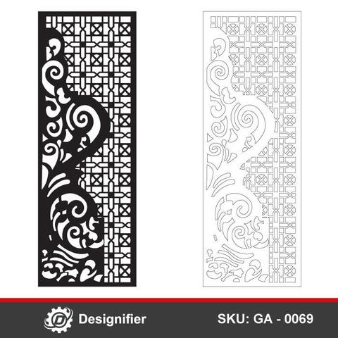 Oriental Geometric Half Door DXF GA0069, CDR SVG Vector File For Laser And Plasma Cut

