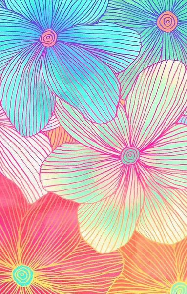 Painting of multi Colorful tropical flowers 